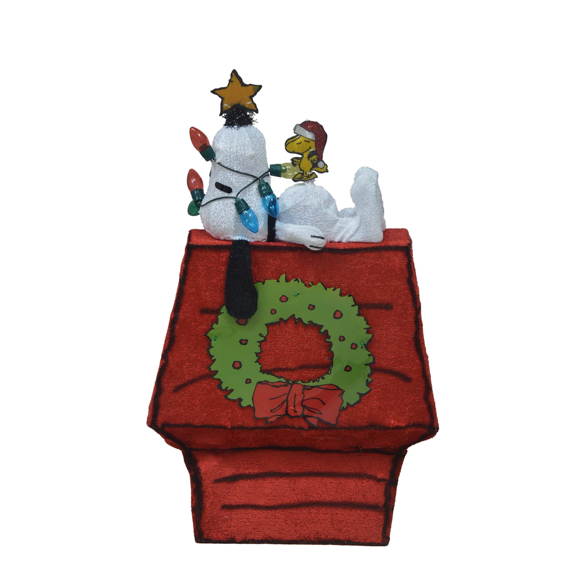 Peanuts® 2ft. 3D Pre-Lit Snoopy on Dog House with Star Yard Art
